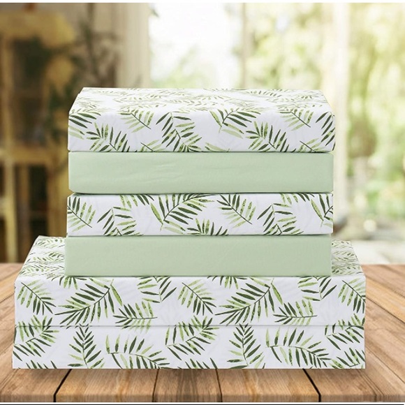 Bed Sheets Palm Leaves Pattern 1500 Thread Count Percale Egyptian Quality - Picture 1 of 5